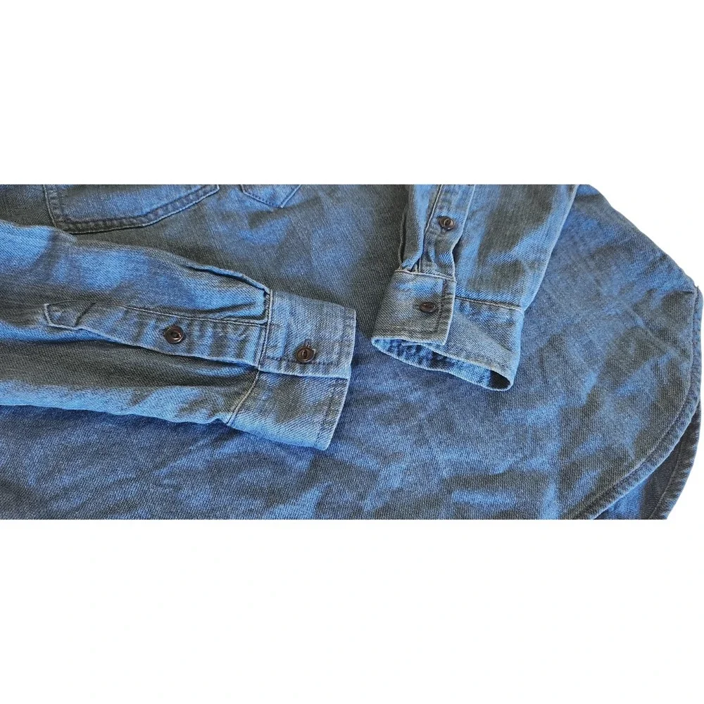 Madewell Womens Denim Quarter Zip Popover Shirt Indigo Blue Small Pockets - Picture 4 of 7